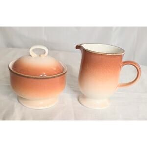 Mikasa Fashion Tones Covered Sugar Bowl Creamer Set Smoked Salmon Color